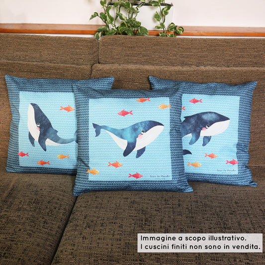 Pannello Balene con 3 riquadri ideale per fodera cuscino