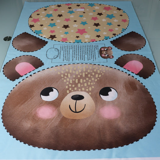 Pannello di stoffa "I Paffutelli", cuscino ORSO da tagliare, cucire e imbottire