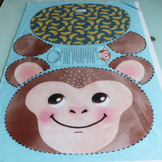 Pannello di stoffa "I Paffutelli", cuscino SCIMMIA da tagliare, cucire e imbottire
