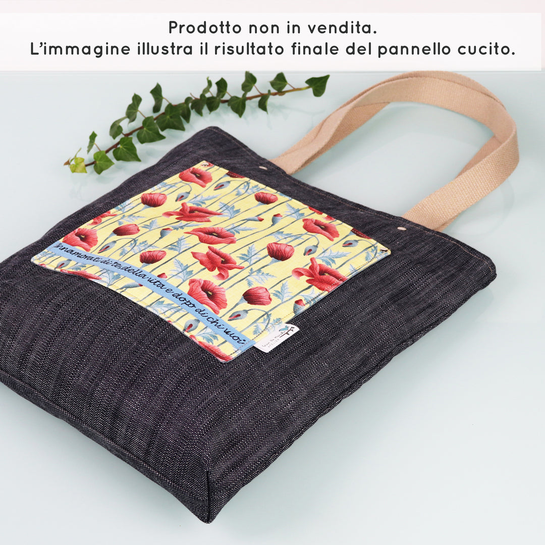 Tessuto in Gabardina di 100% Cotone: Papaveri rossi su sfondo giallo