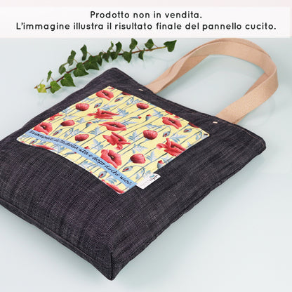 Tessuto in Gabardina di 100% Cotone: Papaveri rossi su sfondo giallo