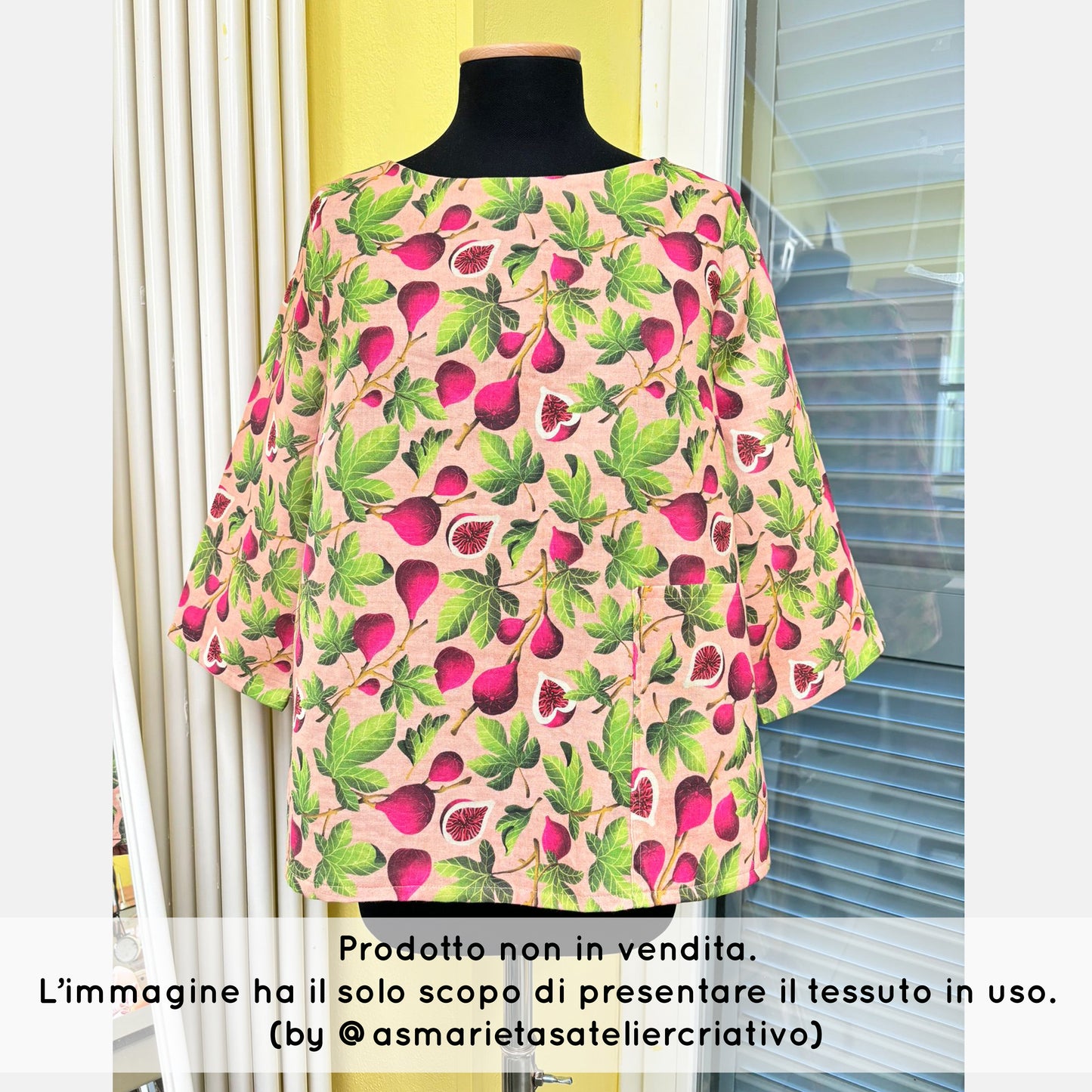 Tessuto in Raso di 100% Cotone: Fichi su sfondo Rosa Antico