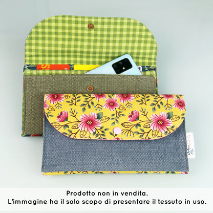 Tessuto in Raso di 100% Cotone: Fiori Rosa su sfondo Giallo