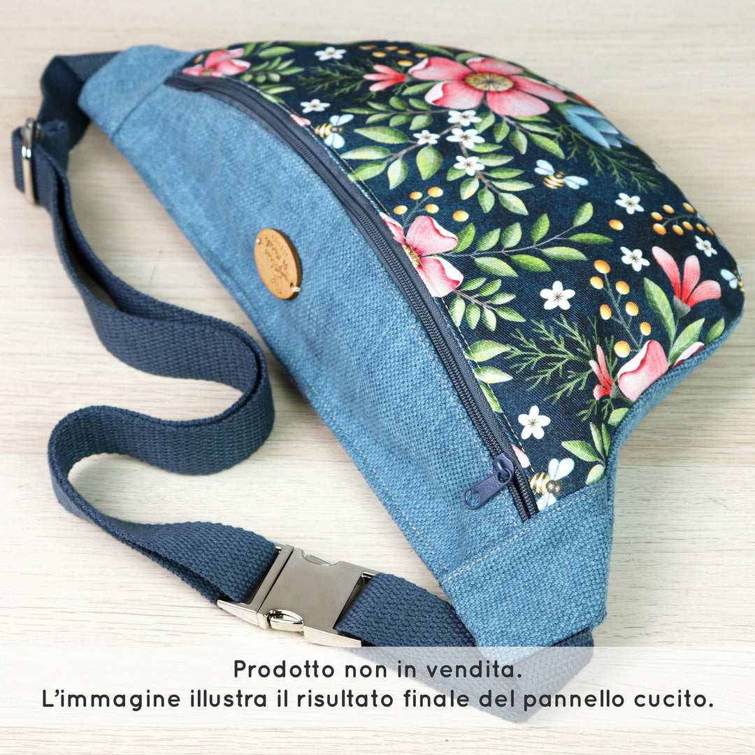 Tessuto in Gabardina di 100% Cotone: Giardino Incantato su fondo Scuro