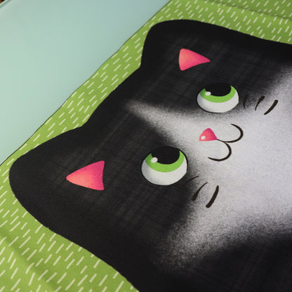 Pannello di stoffa "Micione" nero, cuscino a forma di GATTO da tagliare, cucire e imbottire