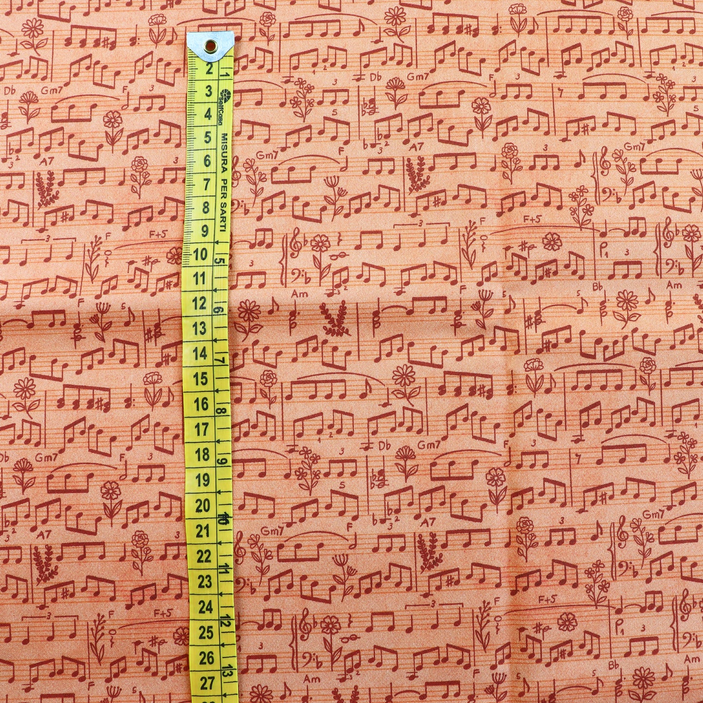 Set di 4 Tessuti Coordinati in Raso 100% Cotone: Note Musicali su 4 Colori diversi