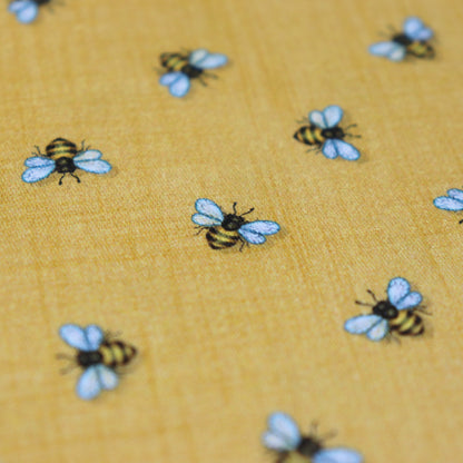 Set di 3 Tessuti Coordinati in Raso 100% Cotone: Api e Alveare Giallo e Marrone