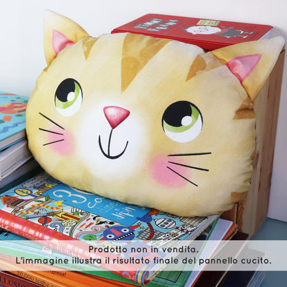 Pannello di stoffa "I Paffutelli", cuscino GATTO da tagliare, cucire e imbottire