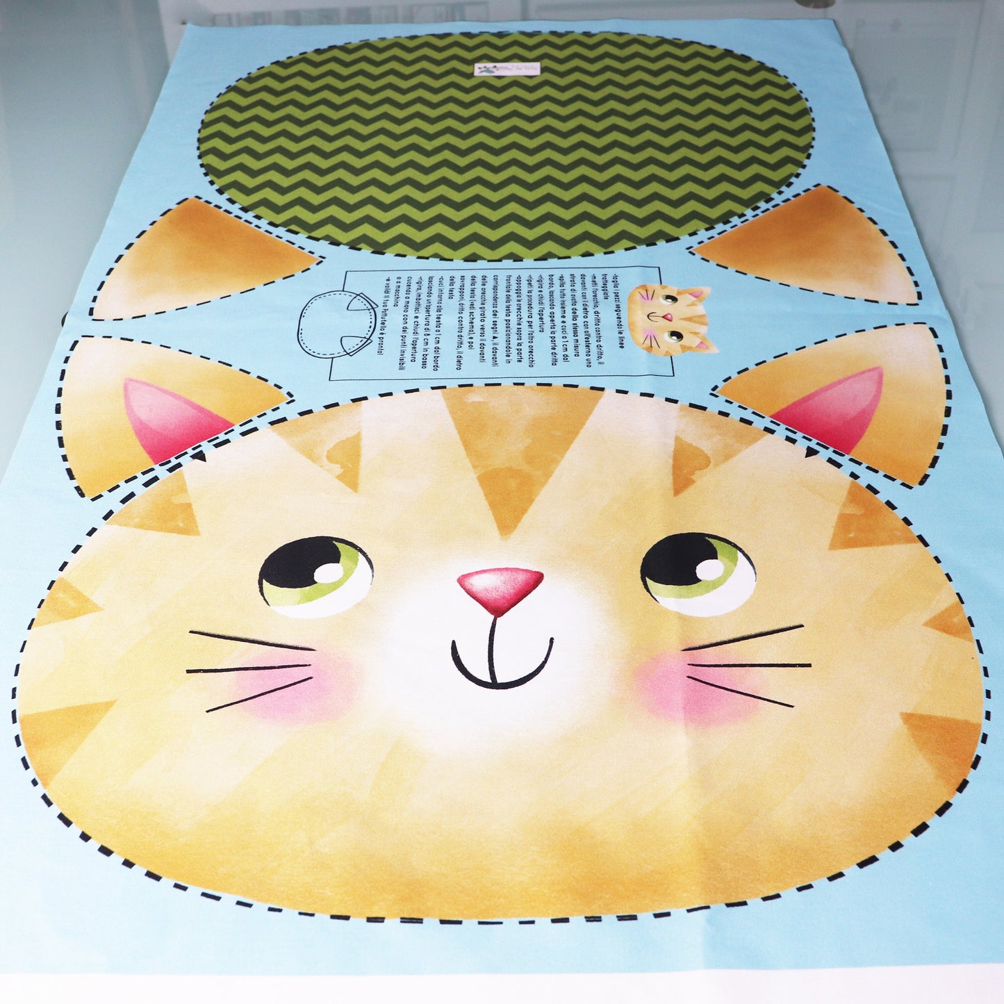Pannello di stoffa "I Paffutelli", cuscino GATTO da tagliare, cucire e imbottire