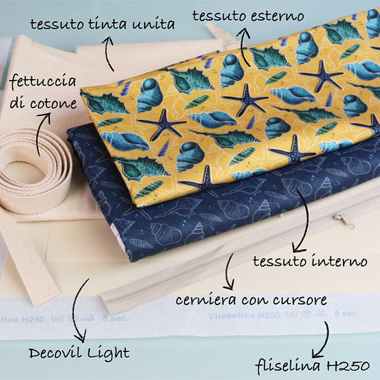 Kit Completo - Borsa Mare con Fodera e Cerniera Incassata