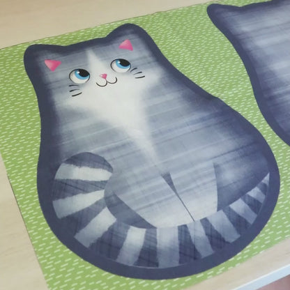 Pannello di stoffa "Micione" marrone, cuscino a forma di GATTO da tagliare, cucire e imbottire