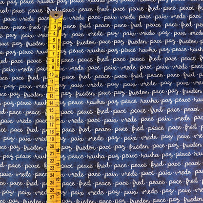 Set di Tessuti Coordinati in Raso di Cotone: "Peace & Love" Colombe della Pace su sfondo blu