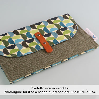 Tessuto in Raso di 100% Cotone: Stampa geometrica con semicerchi sul verde e blu