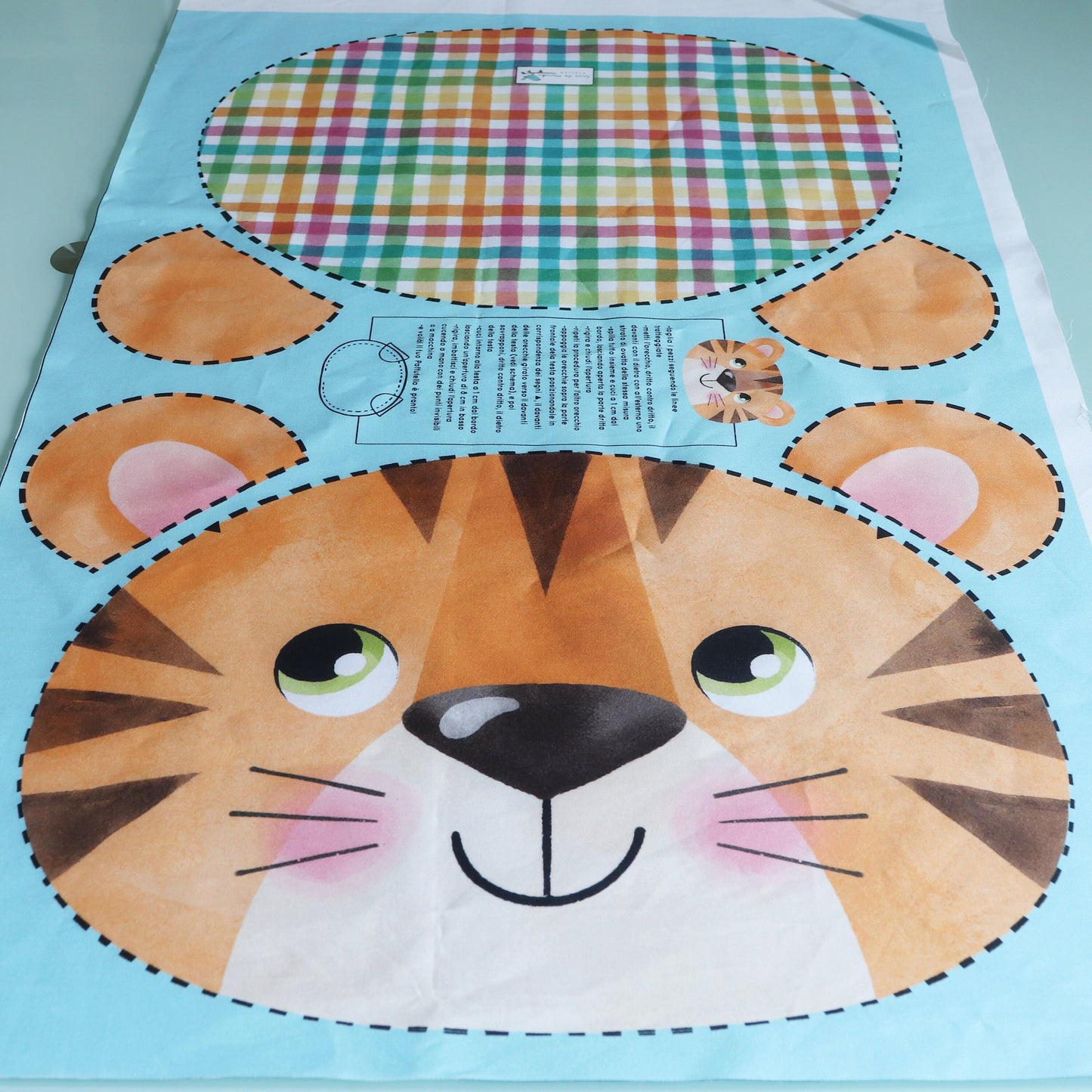 Pannello di stoffa "I Paffutelli", cuscino TIGRE da tagliare, cucire e imbottire