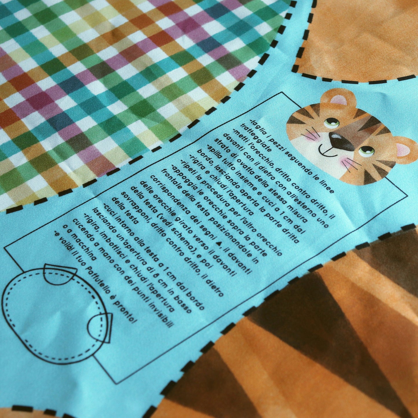 Pannello di stoffa "I Paffutelli", cuscino TIGRE da tagliare, cucire e imbottire